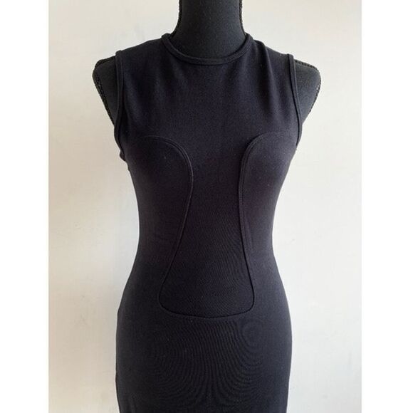 T by Alexander Wang Black Sleeveless Bodycon Dress Size M Ribbed Detailing - Picture 12 of 12